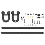 Kit de quincaillerie de porte coulissante 183 cm Acier Noir