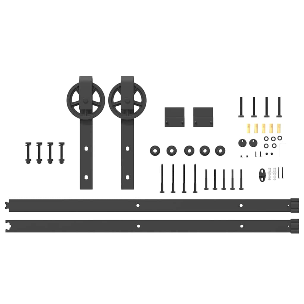 Kit de quincaillerie de porte coulissante 183 cm Acier Noir