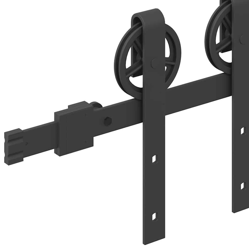 Kit de quincaillerie de porte coulissante 183 cm Acier Noir