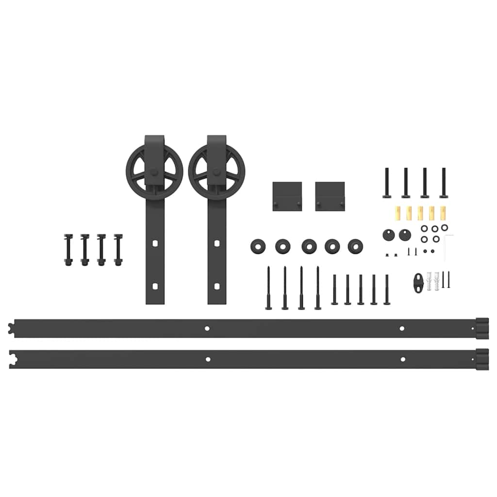 Kit de quincaillerie de porte coulissante 200 cm Acier Noir