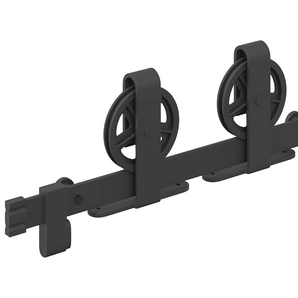 Kit de quincaillerie de porte coulissante 183 cm Acier Noir