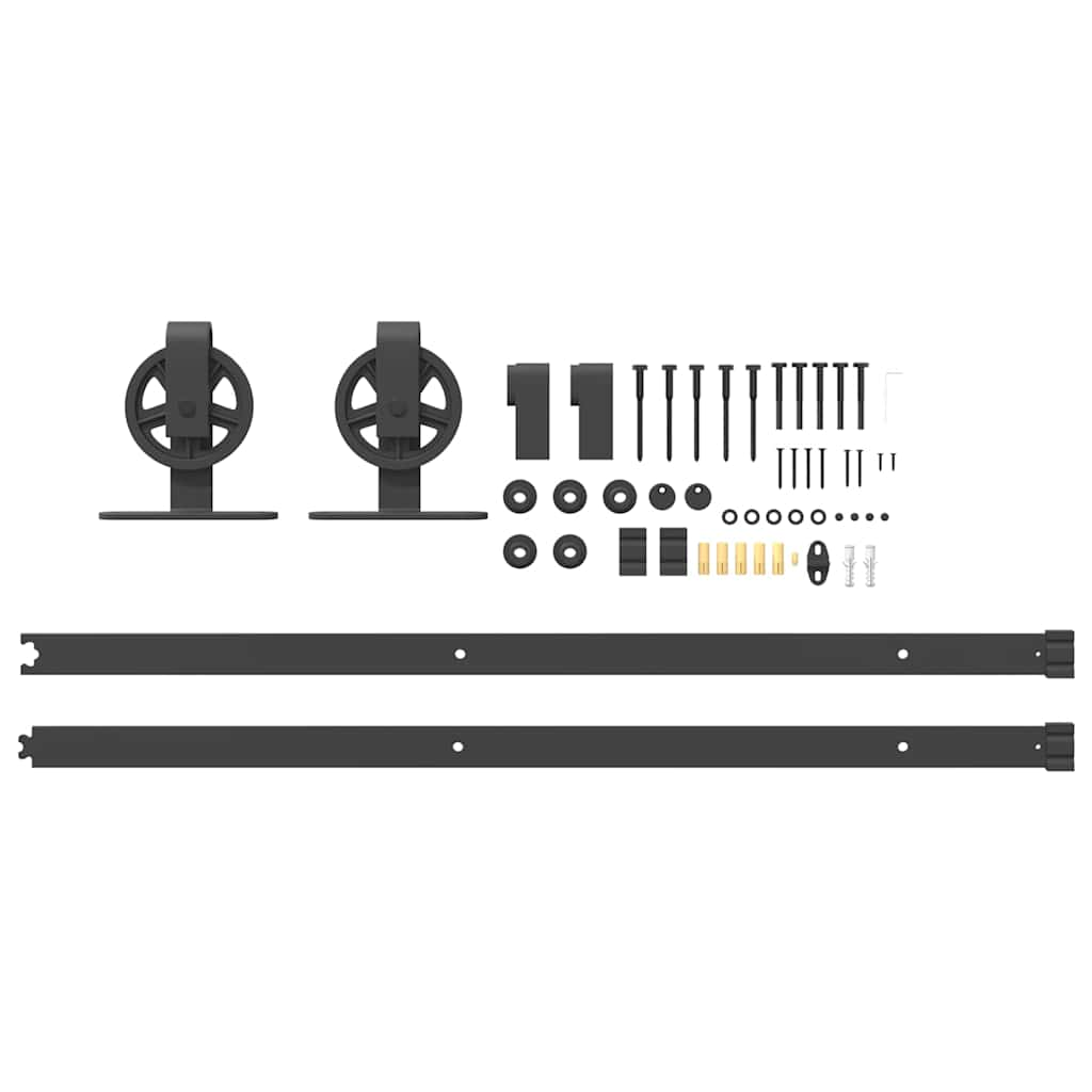 Kit de quincaillerie de porte coulissante 200 cm Acier Noir