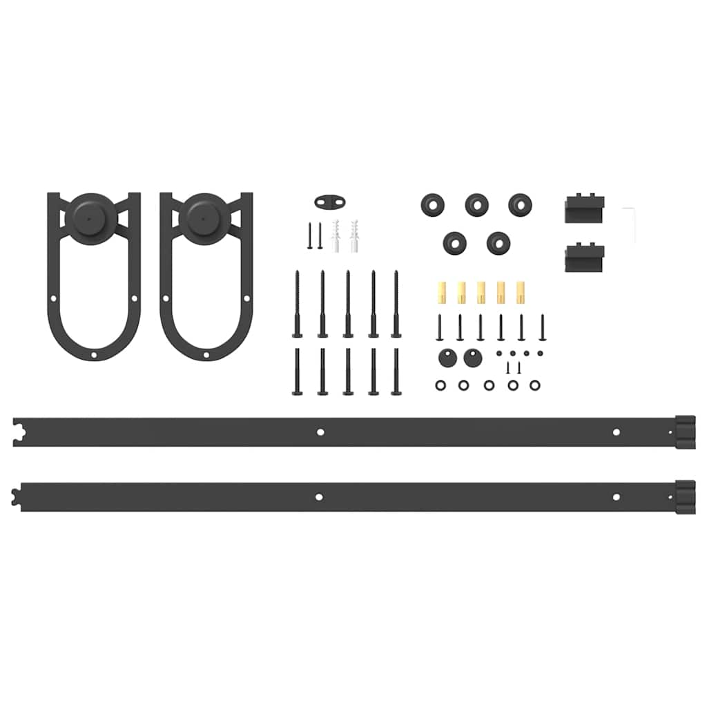 Kit de quincaillerie de porte coulissante 183 cm Acier Noir