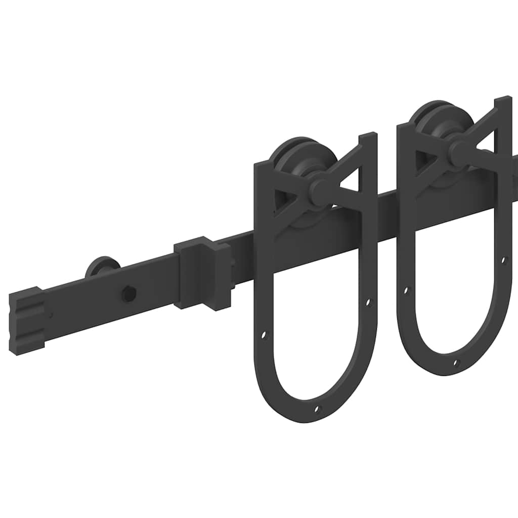 Kit de quincaillerie de porte coulissante 183 cm Acier Noir