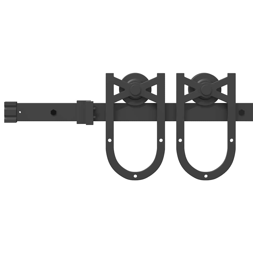 Kit de quincaillerie de porte coulissante 183 cm Acier Noir