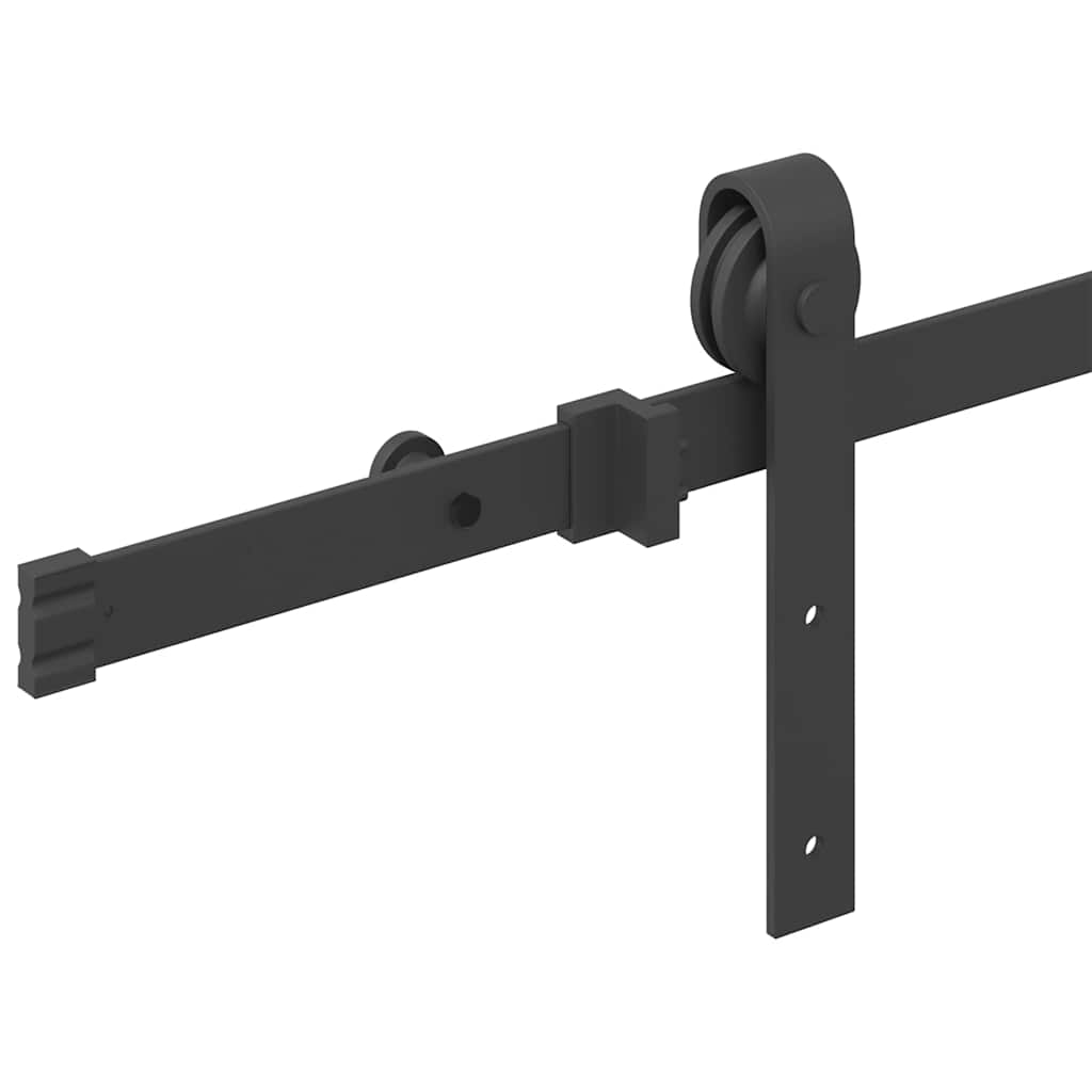 Kit de quincaillerie de porte coulissante 183 cm Acier Noir