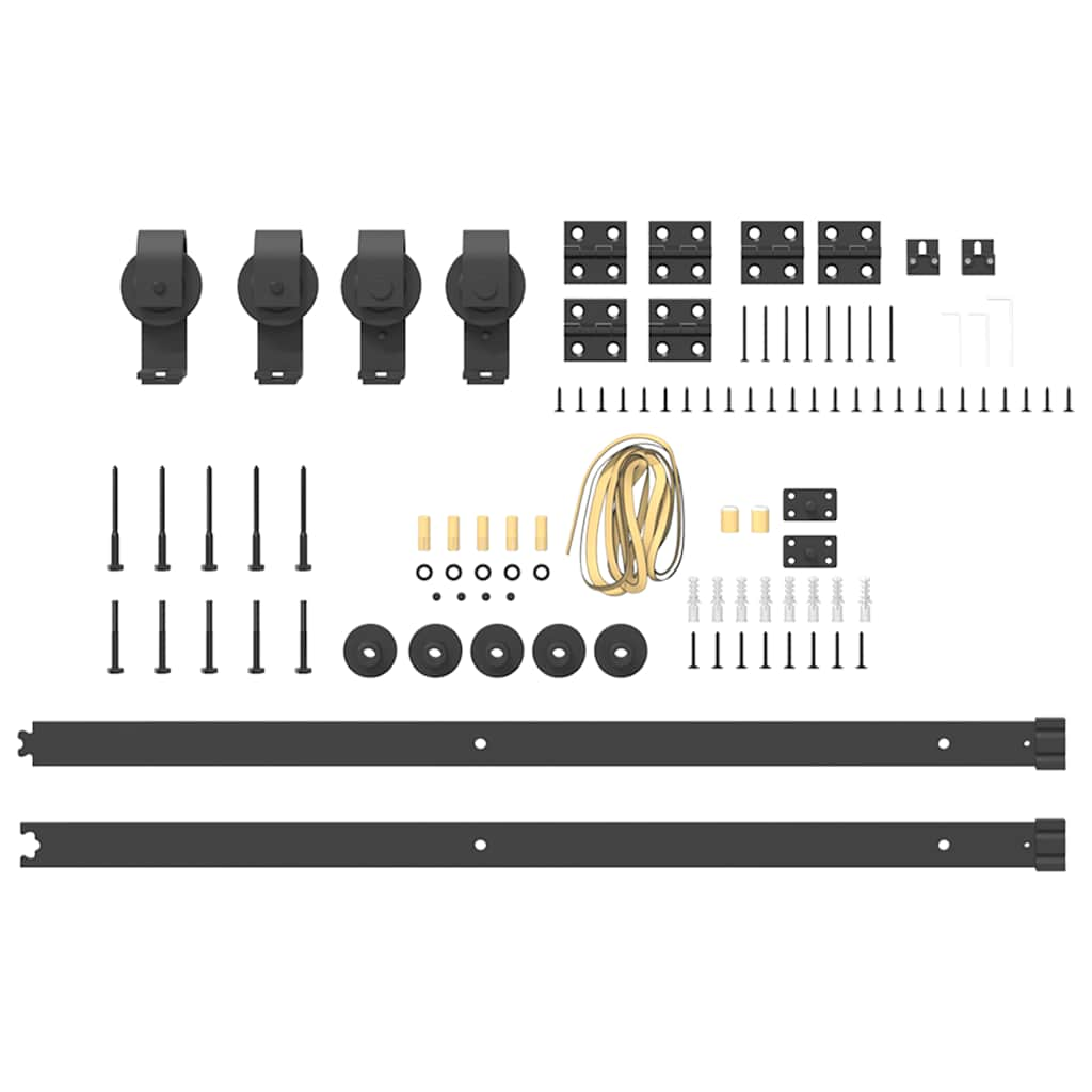 Kit de quincaillerie de porte coulissante 183 cm Acier Noir