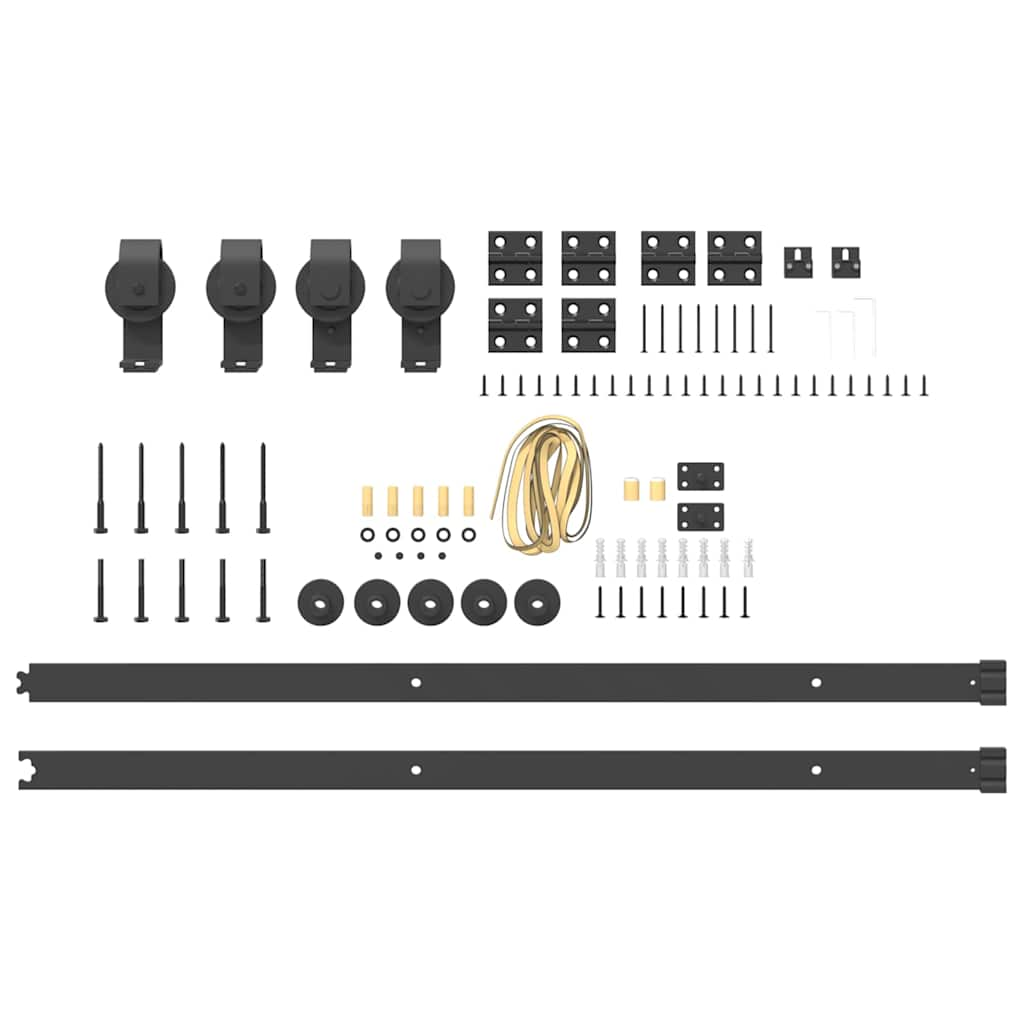 Kit de quincaillerie de porte coulissante 200 cm Acier Noir