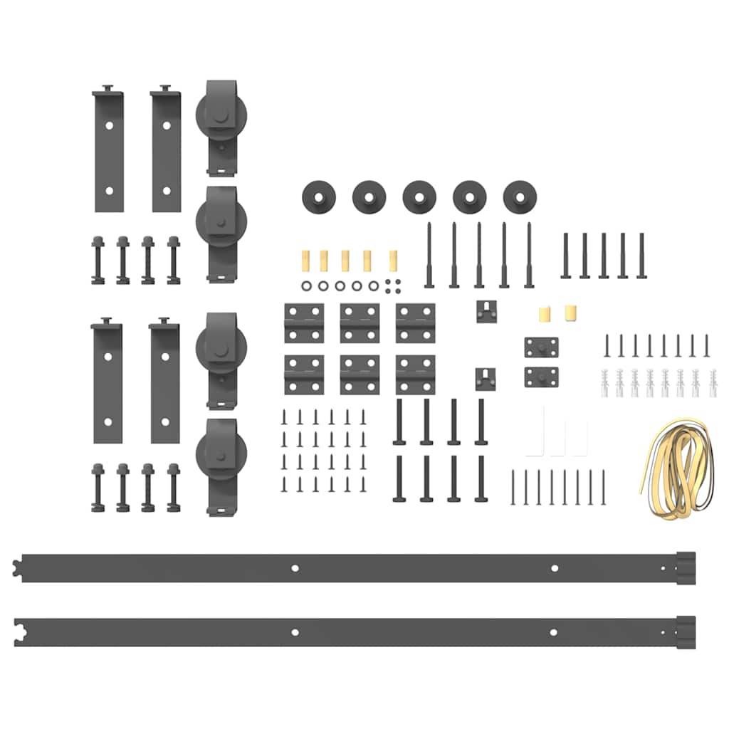 Kit de quincaillerie de porte coulissante 183 cm Acier Noir