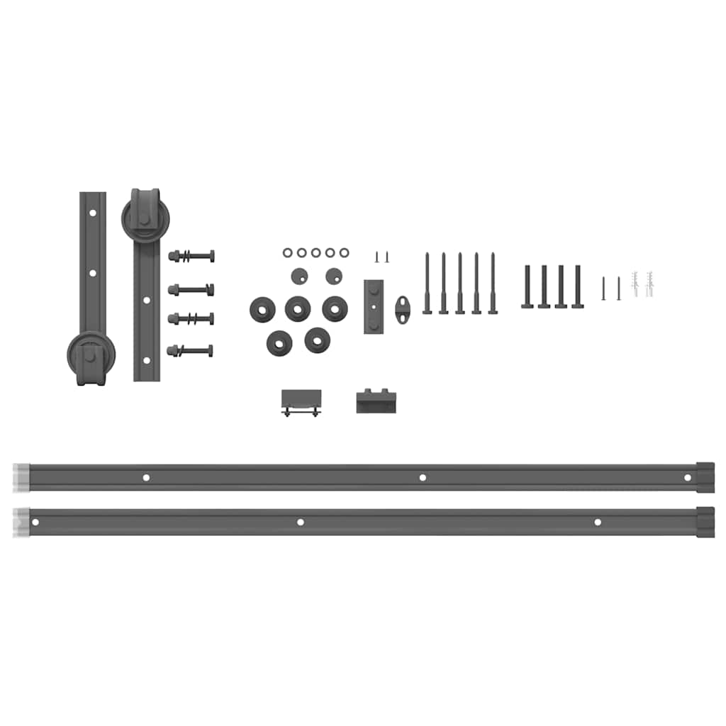 Kit de quincaillerie de porte coulissante 183 cm Acier Noir