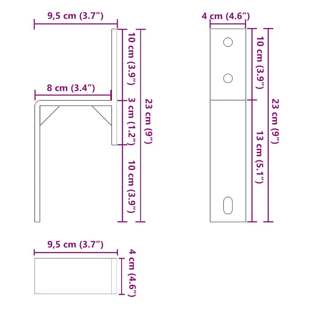 Supports de dérivation pour portes de grange 5 pcs rails plats