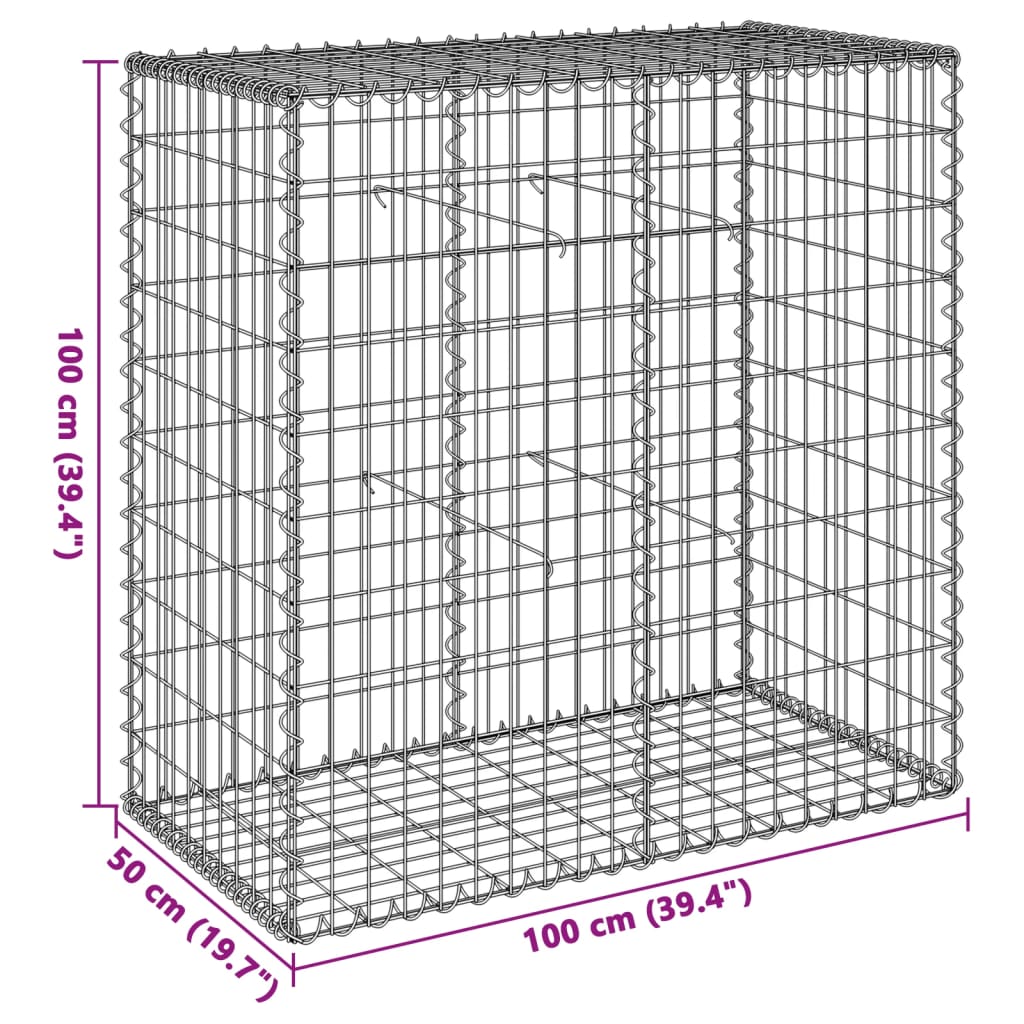 Panier gabion avec couvercle 100x50x100 cm fer galvanisé