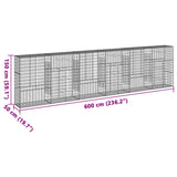 Panier gabion avec couvercle 600x50x150 cm fer galvanisé