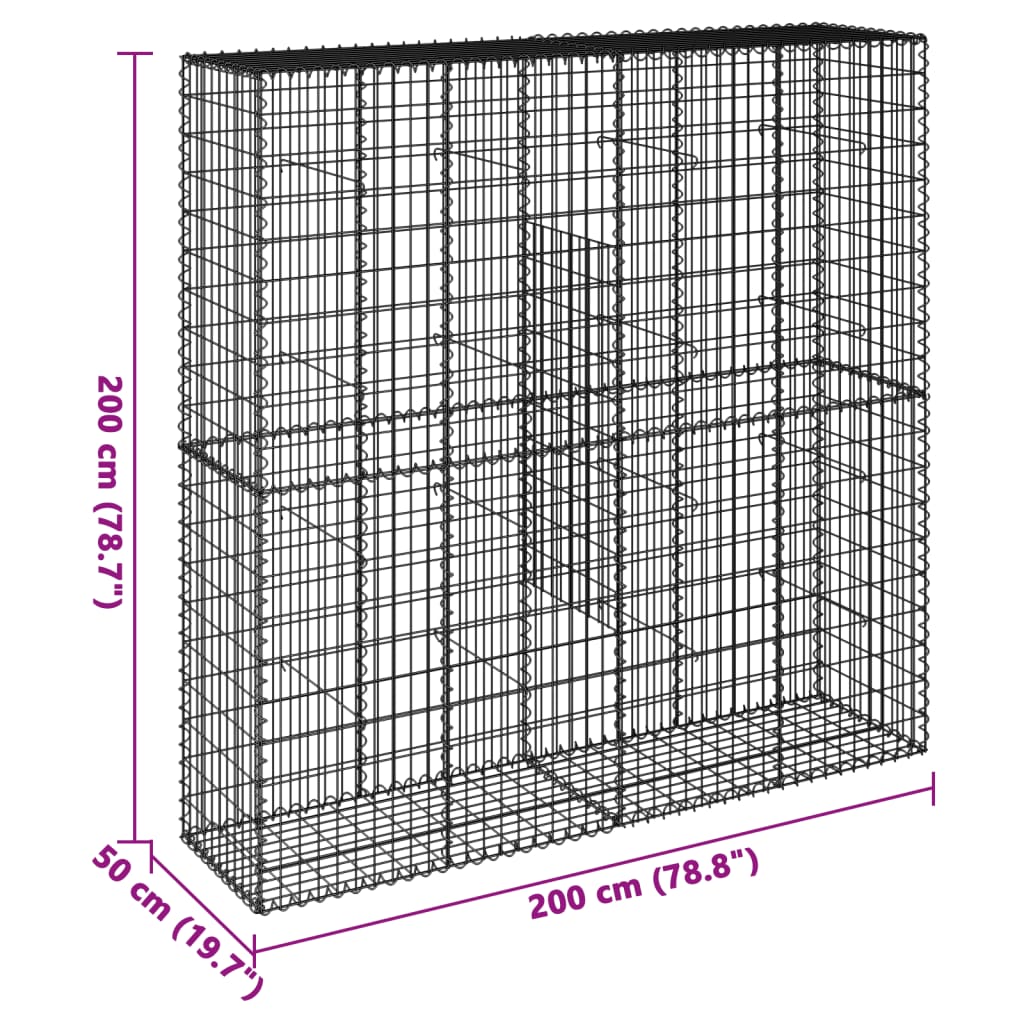 Panier gabion avec couvercle 200x50x200 cm fer galvanisé