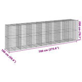 Gabion basket with lid 700x100x200 cm galvanized iron