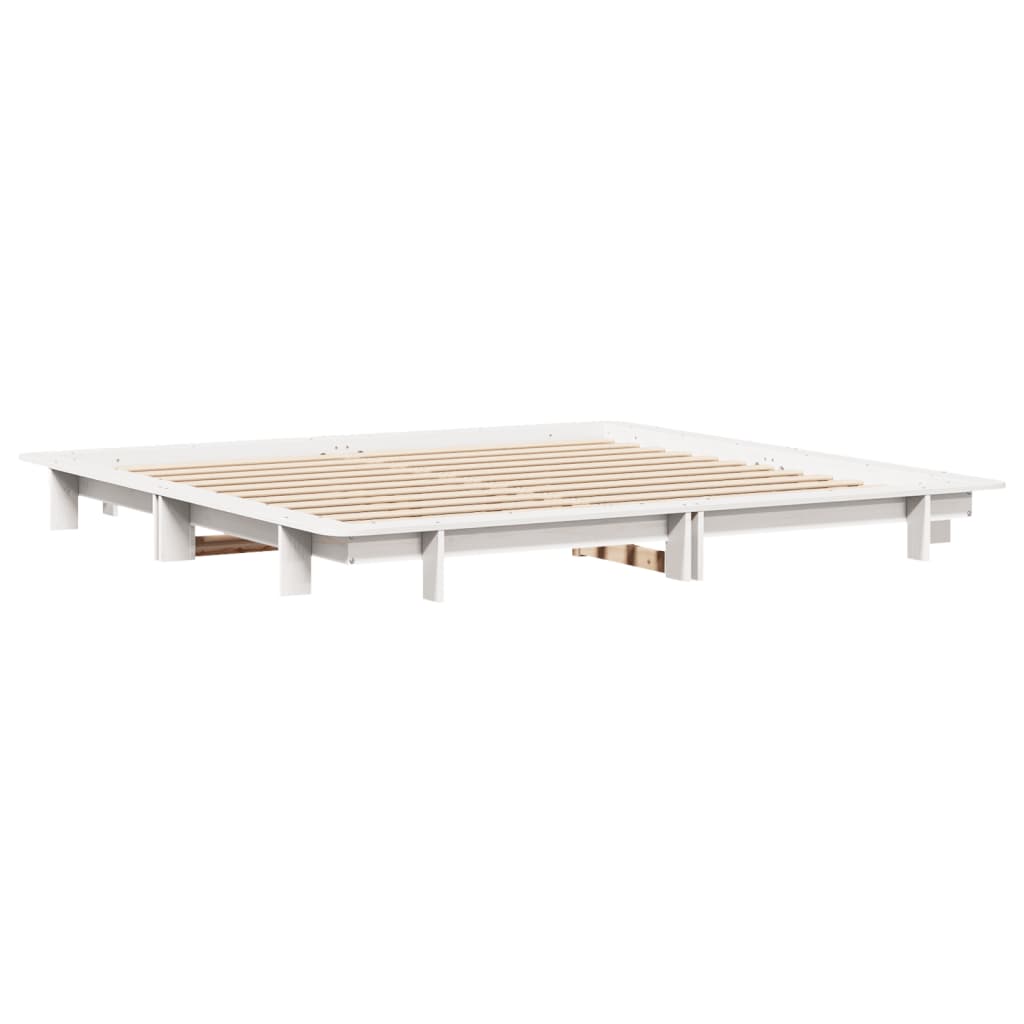 Bed frame without mattress white 160x200 cm solid pine wood