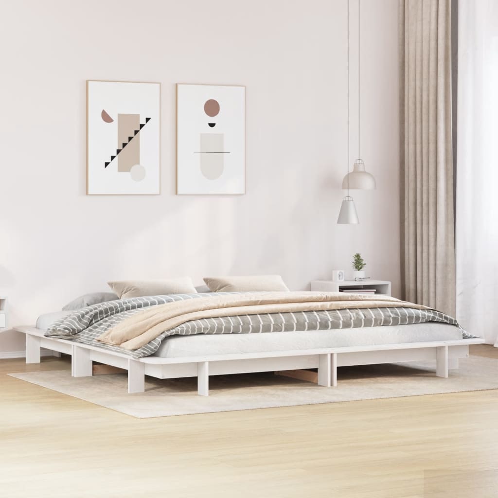 Bed frame without mattress white 160x200 cm solid pine wood