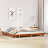 Bed frame without mattress brown wax 160x200cm solid pine wood