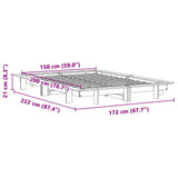 Bettgestell ohne weiße Matratze 150x200 cm aus massivem Kiefernholz