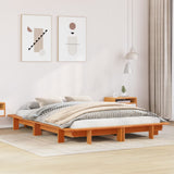 Bed frame without mattress brown wax 150x200cm solid pine wood