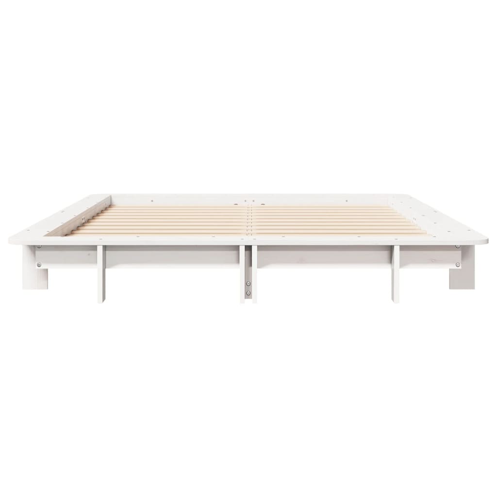 Bed frame without mattress white 140x200 cm solid pine wood