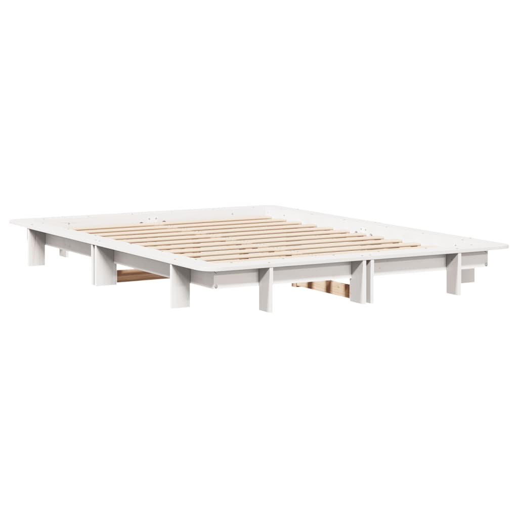 Bed frame without mattress white 140x200 cm solid pine wood