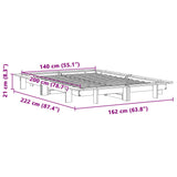 Bettgestell ohne Matratze, braunes Wachs, 140 x 200 cm, massives Kiefernholz