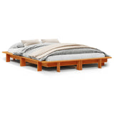 Bed frame without mattress brown wax 120x200cm solid pine wood