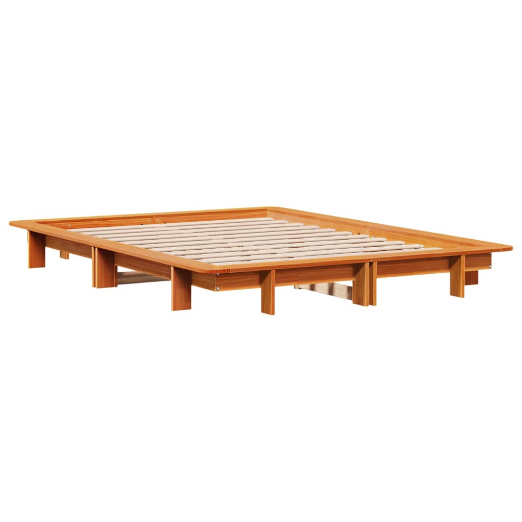 Bed frame without mattress brown wax 120x200cm solid pine wood