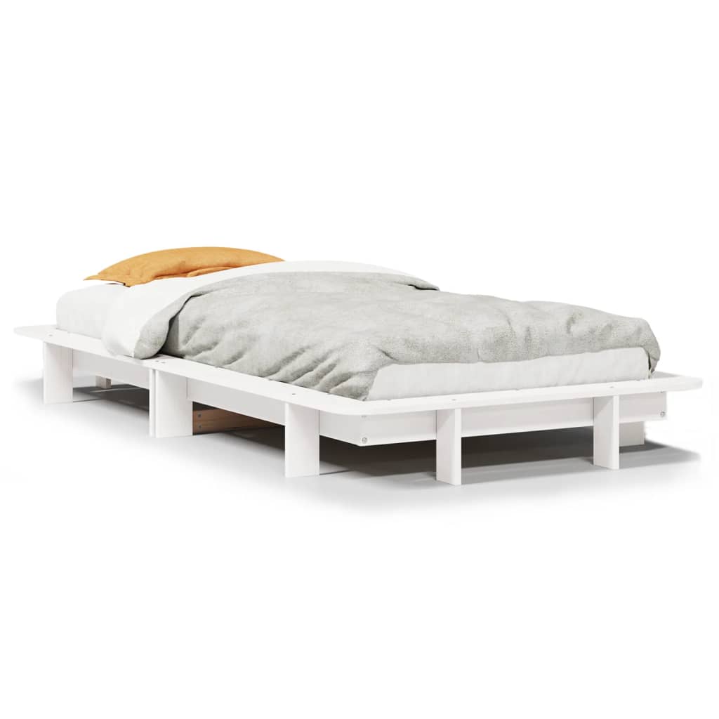 Cadre de lit sans matelas blanc 100x200 cm bois de pin massif