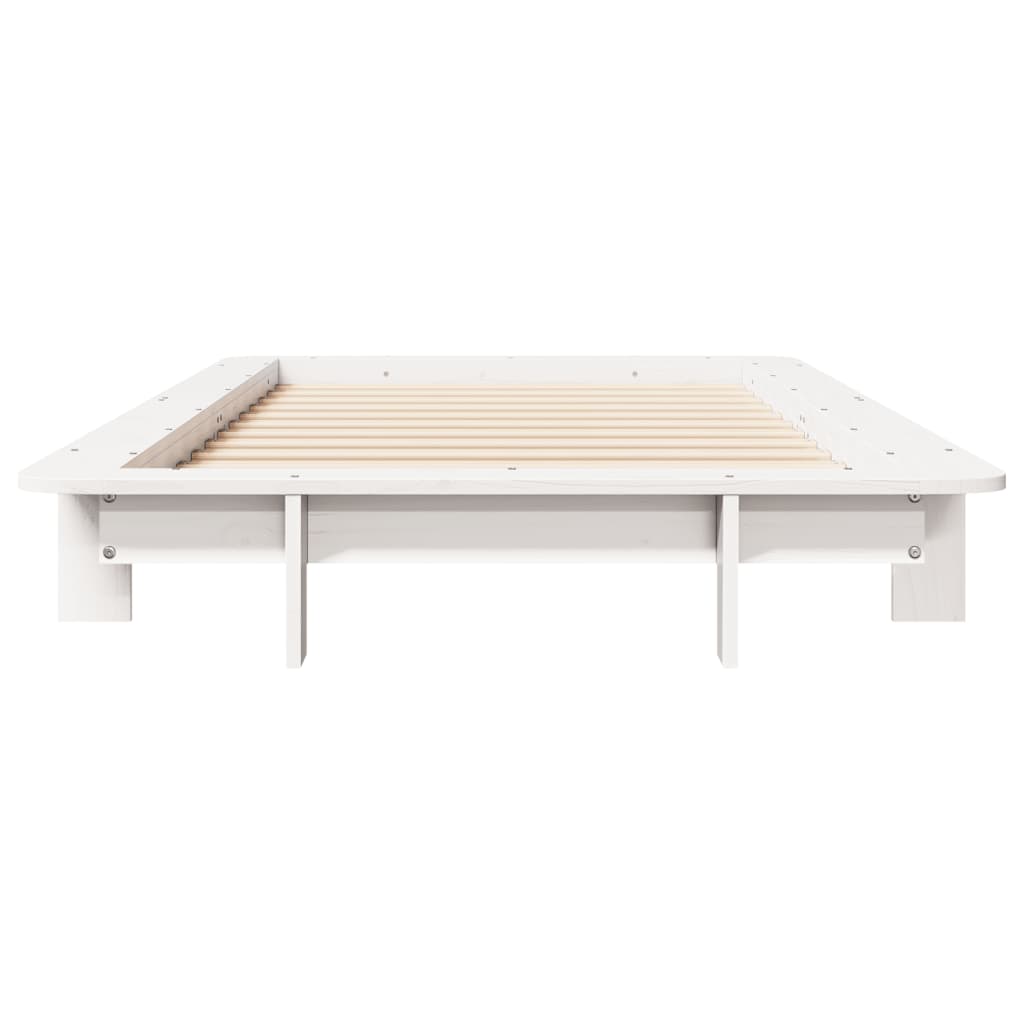 Bed frame without mattress white 90x200 cm solid pine wood