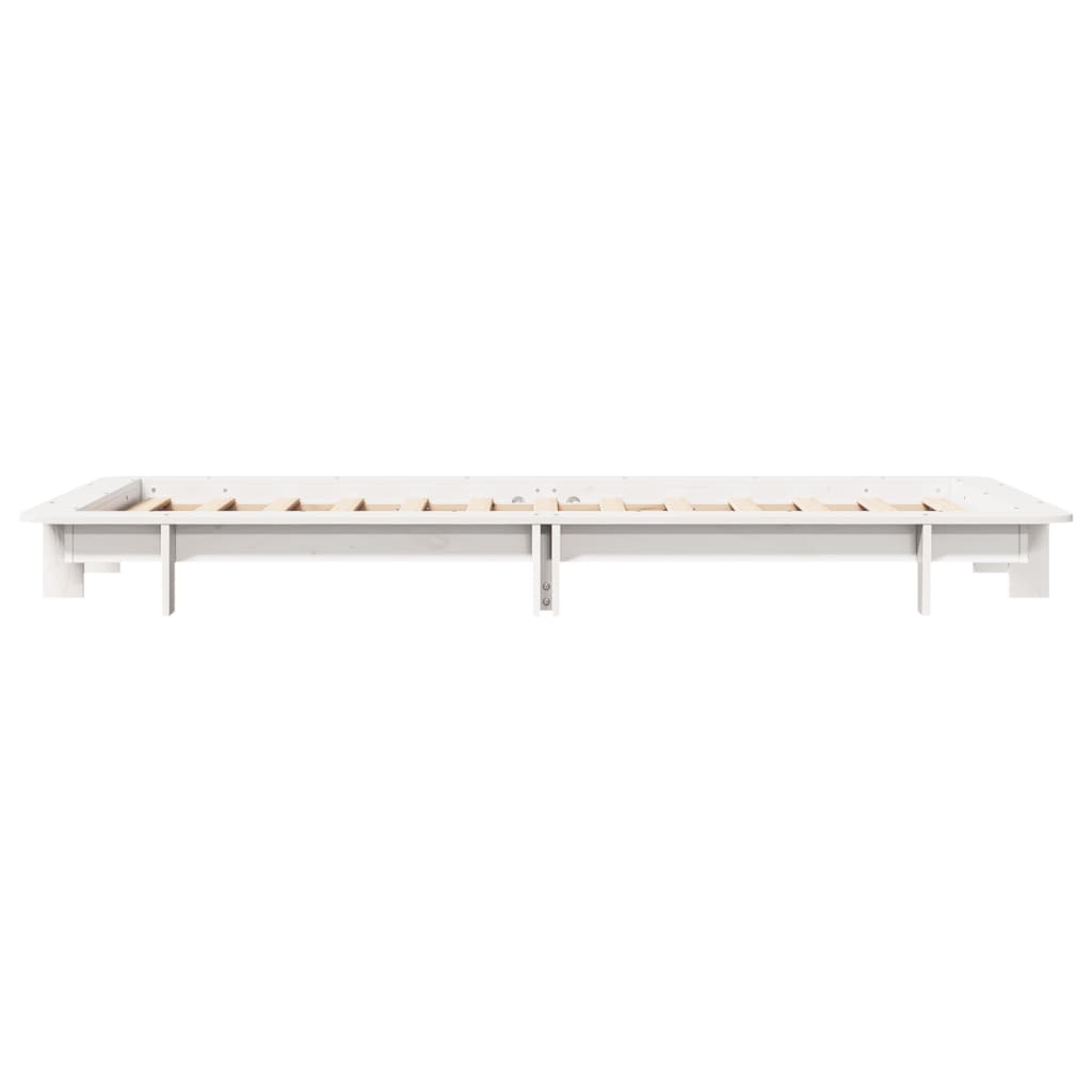 Bed frame without mattress white 90x200 cm solid pine wood