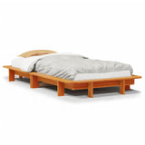 Bed frame without mattress brown wax 90x200 cm solid pine wood