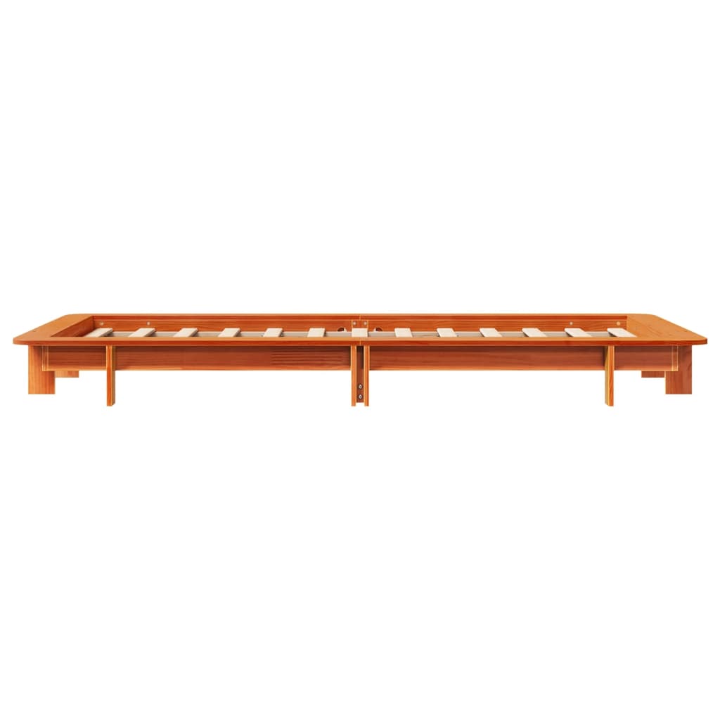 Bed frame without mattress brown wax 90x200 cm solid pine wood