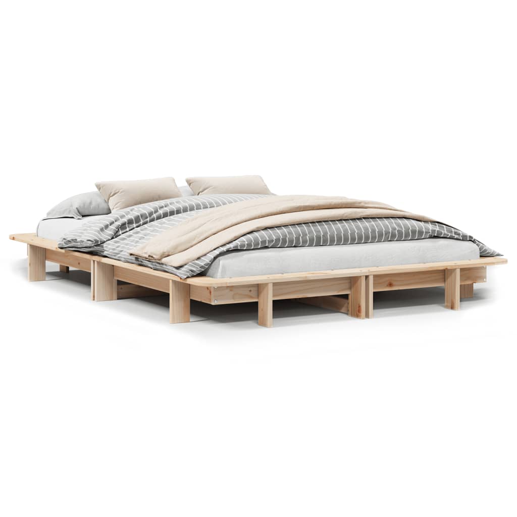 Cadre de lit sans matelas 135x190 cm bois de pin massif