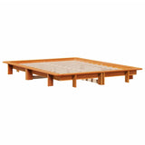 Bed frame without mattress brown wax 120x190cm solid pine wood