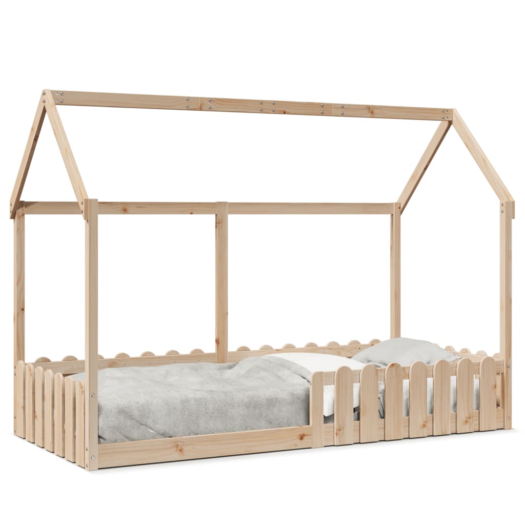 Cadre de lit d'enfants forme de maison sans matelas pin massif