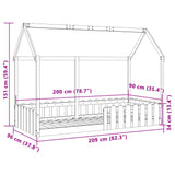 Kinderbettgestell in Hausform ohne Matratze 90x200 cm