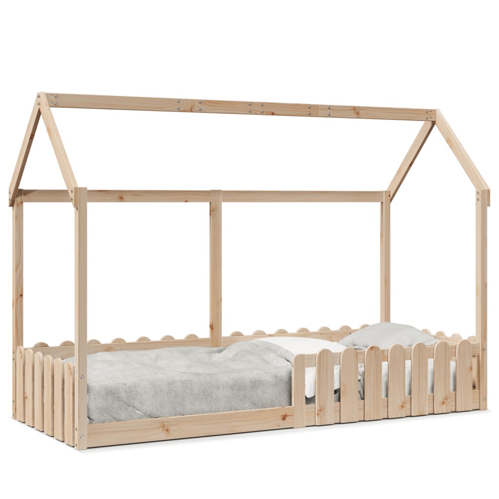 Cadre de lit d'enfants forme de maison sans matelas pin massif