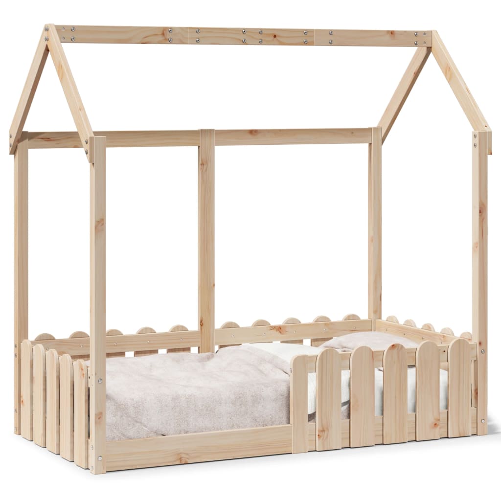 Cadre de lit d'enfants forme de maison sans matelas pin massif