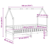 Children's bed frame house shape without mattress pine