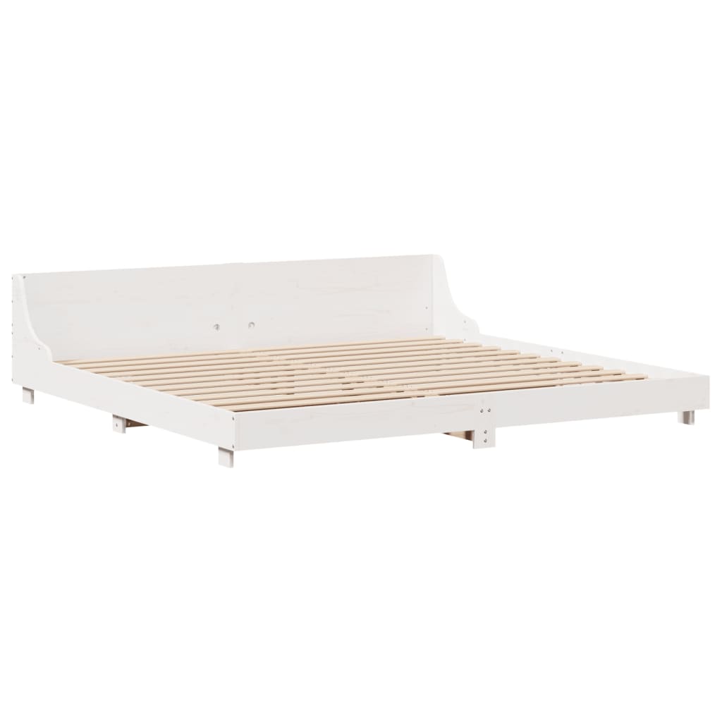 Bed frame without mattress white 180x200 cm solid pine wood