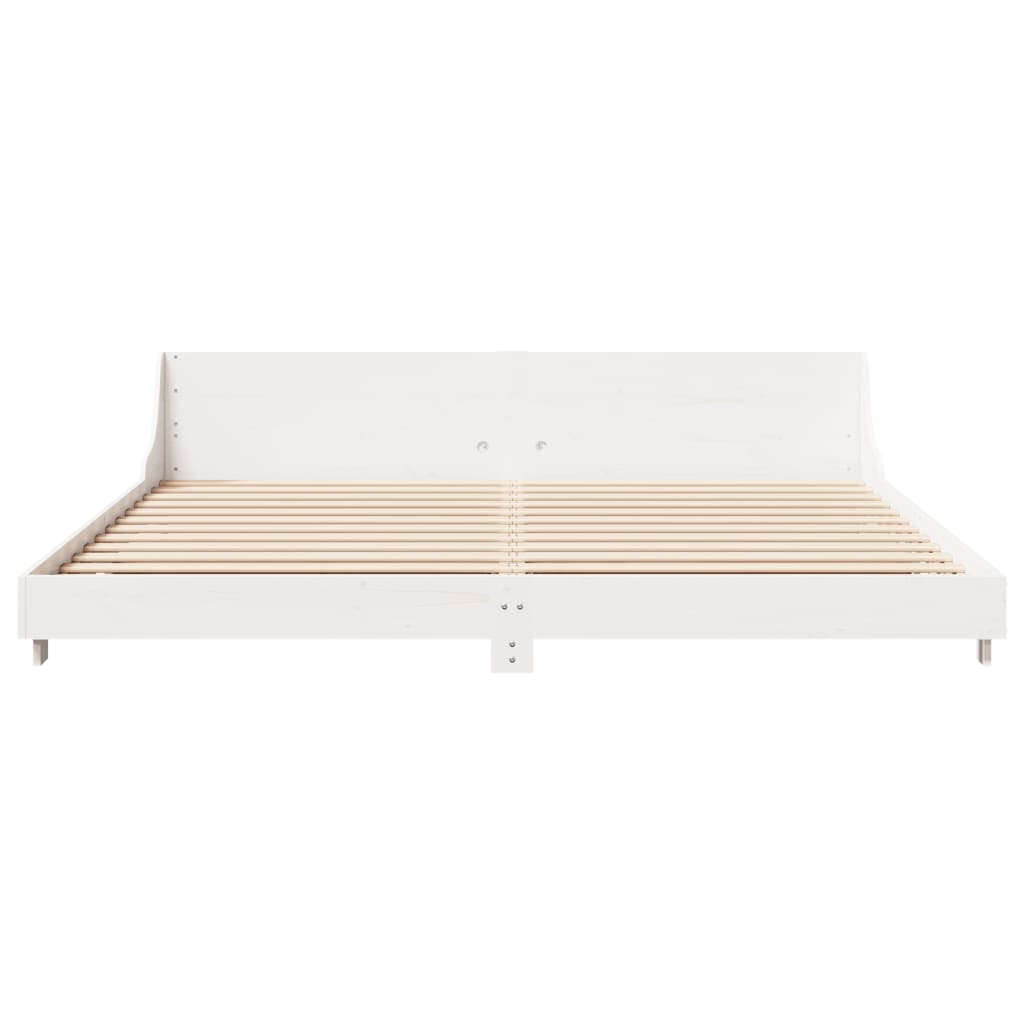 Bed frame without mattress white 180x200 cm solid pine wood