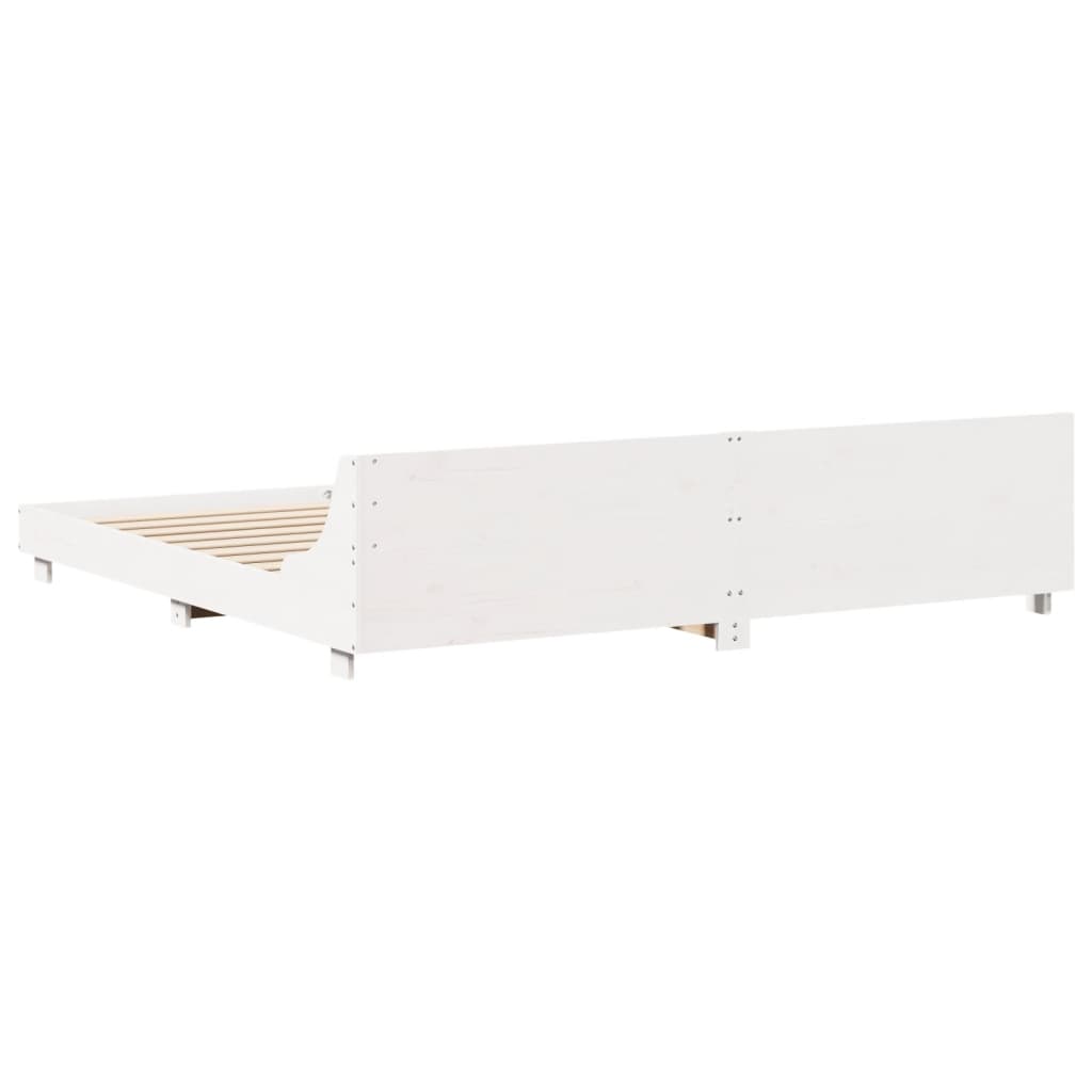 Bed frame without mattress white 180x200 cm solid pine wood