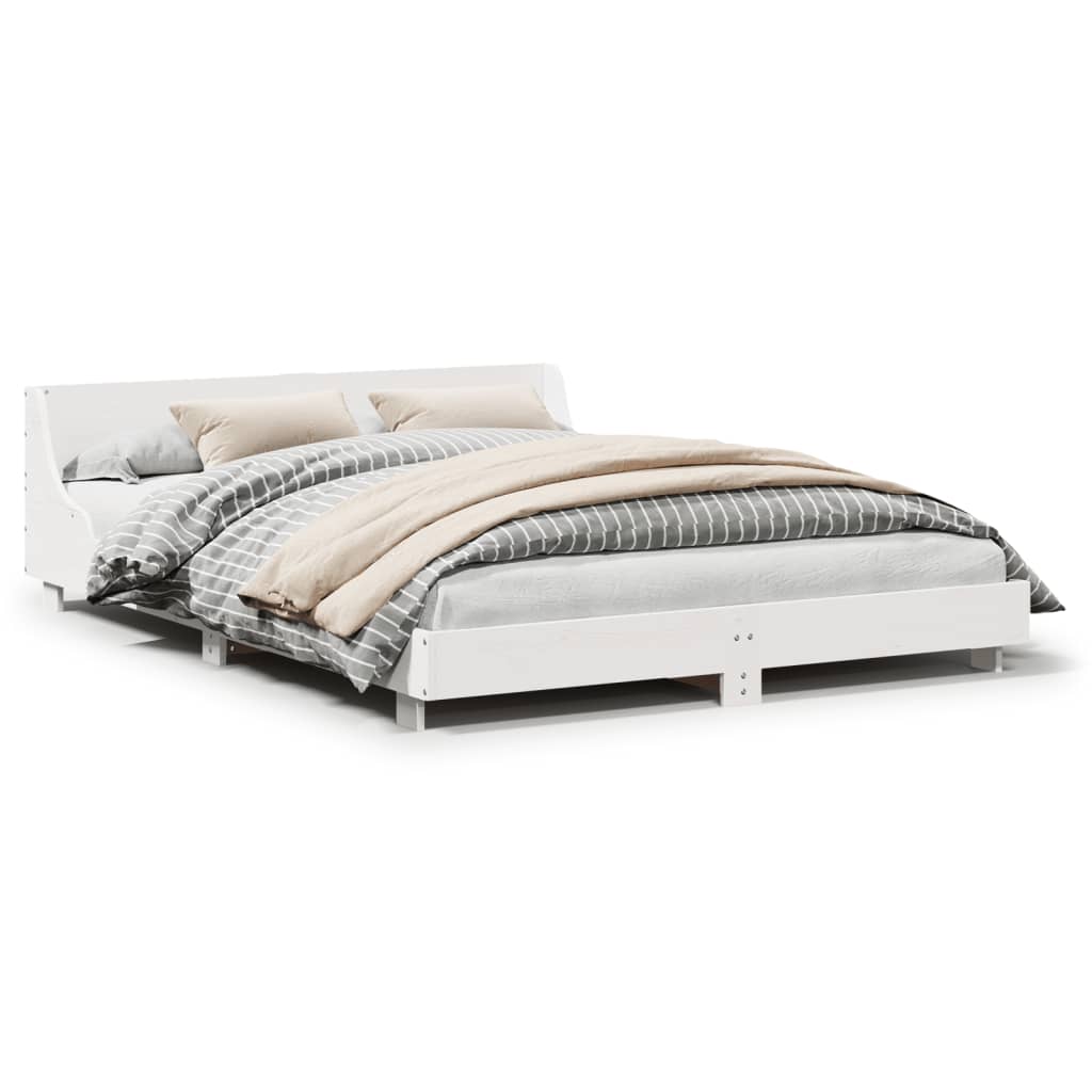 Cadre de lit sans matelas blanc 160x200 cm bois de pin massif