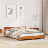 Bed frame without mattress brown wax 160x200cm solid pine wood