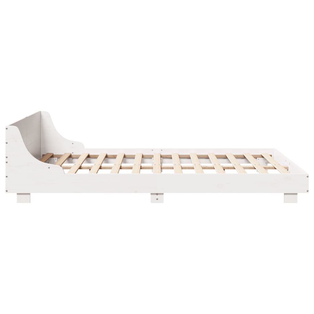 Bed frame without mattress white 140x200 cm solid pine wood