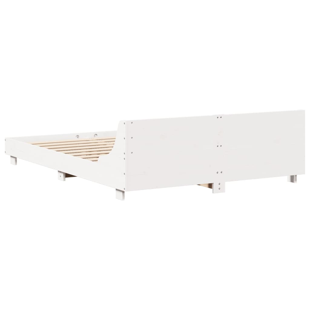 Bed frame without mattress white 140x200 cm solid pine wood