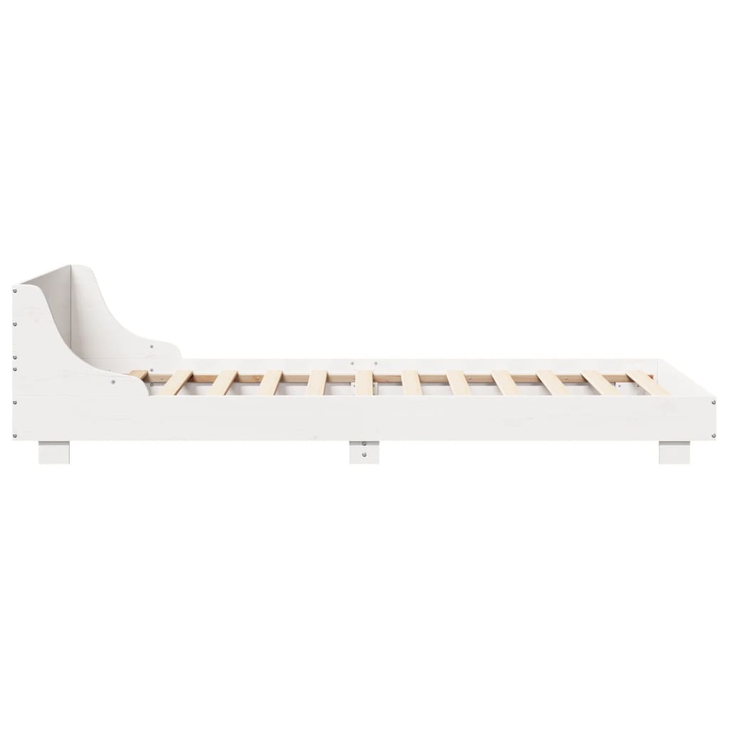 Bed frame without mattress white 100x200 cm solid pine wood