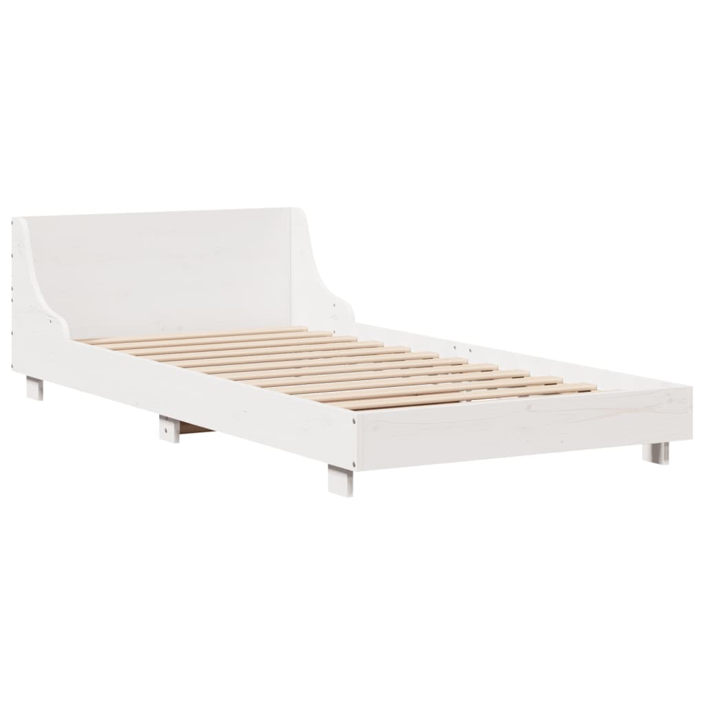 Cadre de lit sans matelas blanc 90x200 cm bois de pin massif